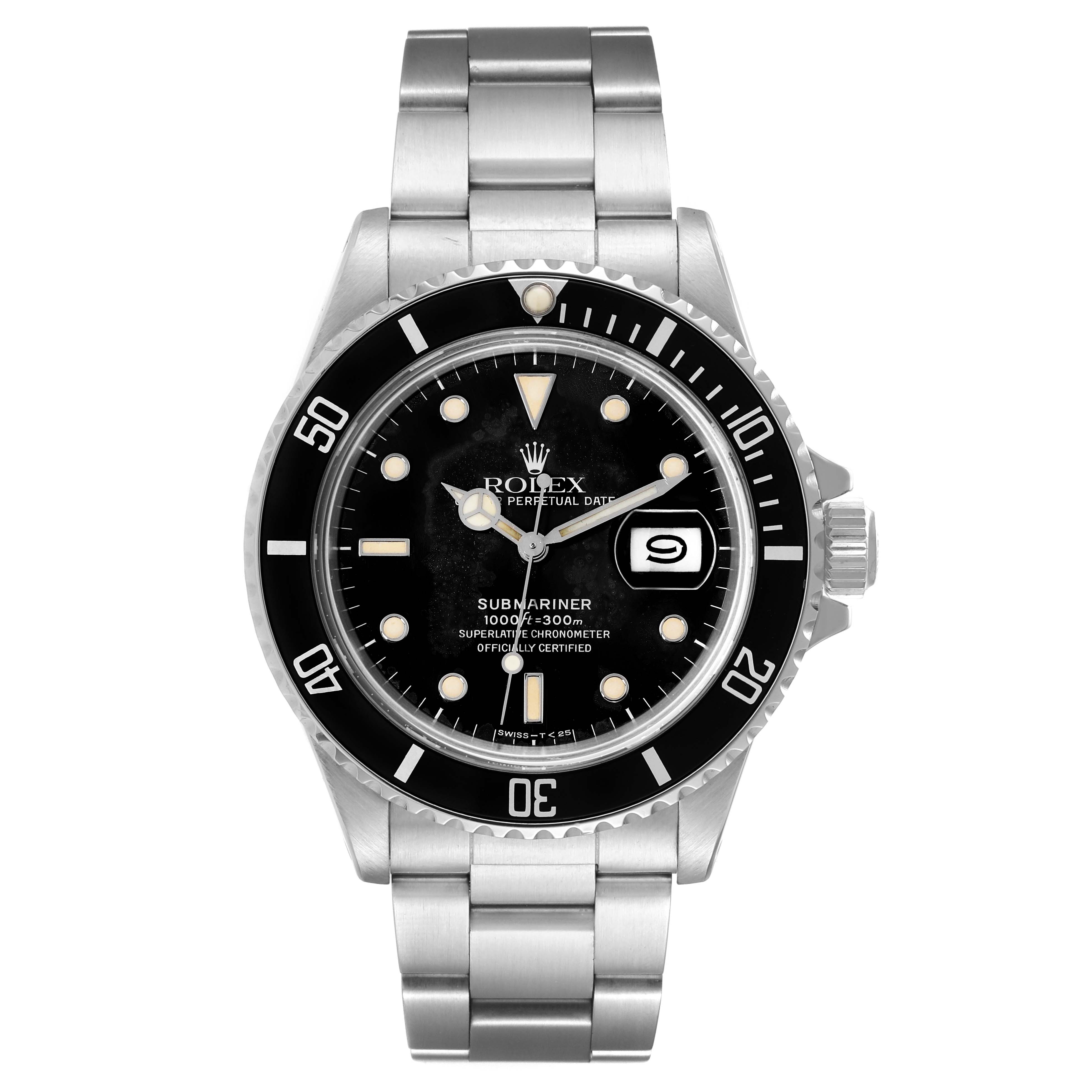This Rolex Vintage Collection 168000 Men's Stainless Steel Black Dial 168000 Men's Stainless Steel Black Dial model watch is shown from the front, displaying its dial, bezel, case, and bracelet.
