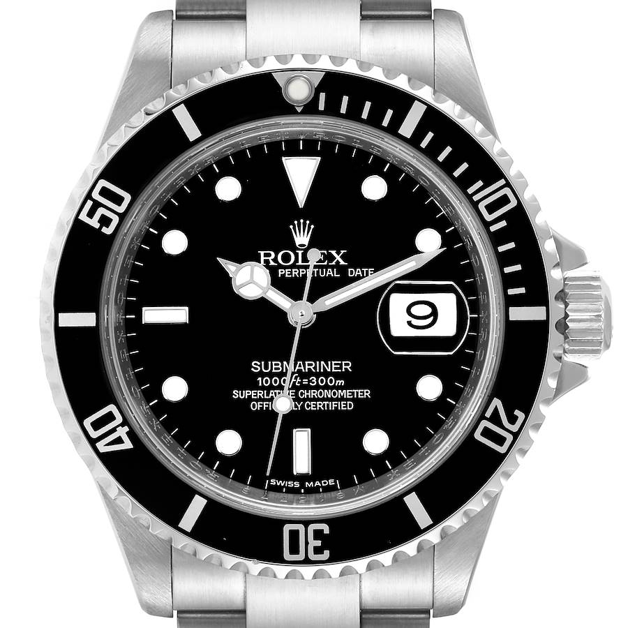 Rolex Submariner Date 40mm Black Dial Steel Mens Watch 16610 SwissWatchExpo