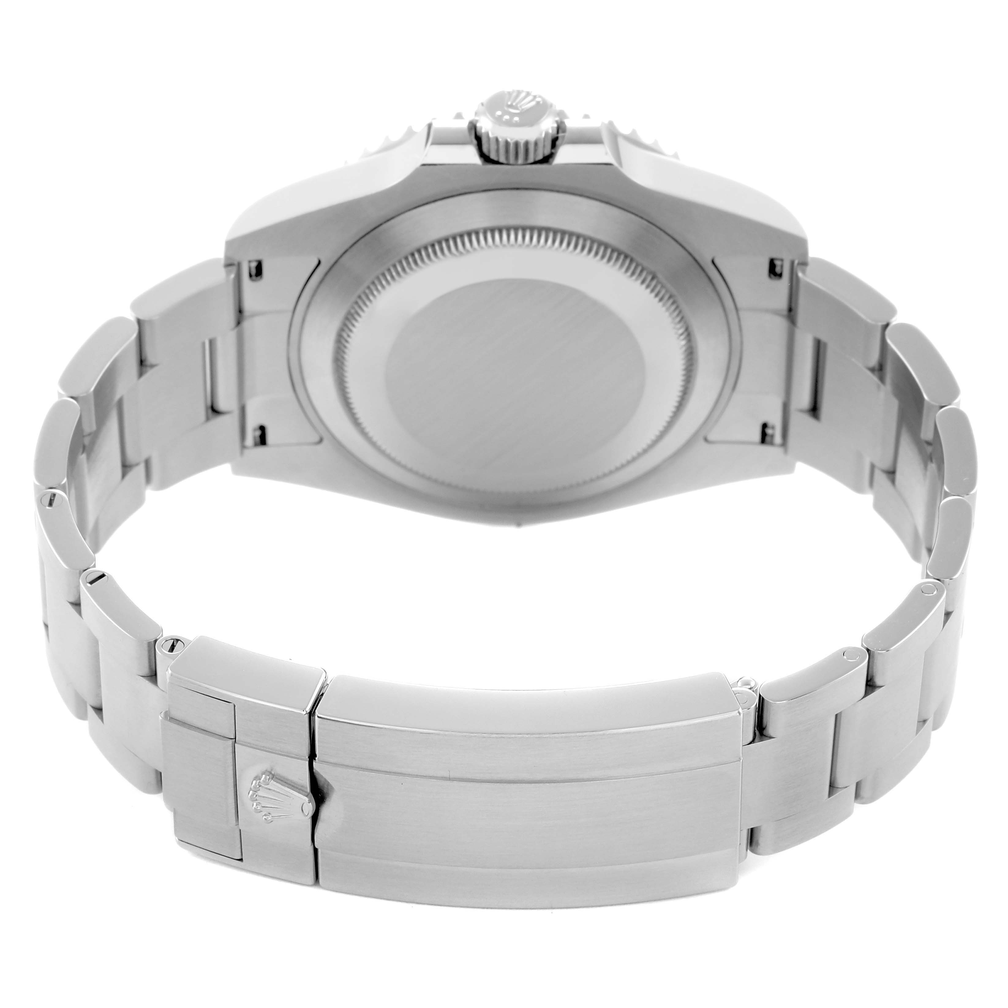 The image shows the back view of a Rolex Submariner model 126610 men
s watch, highlighting the bracelet, clasp, and case back.