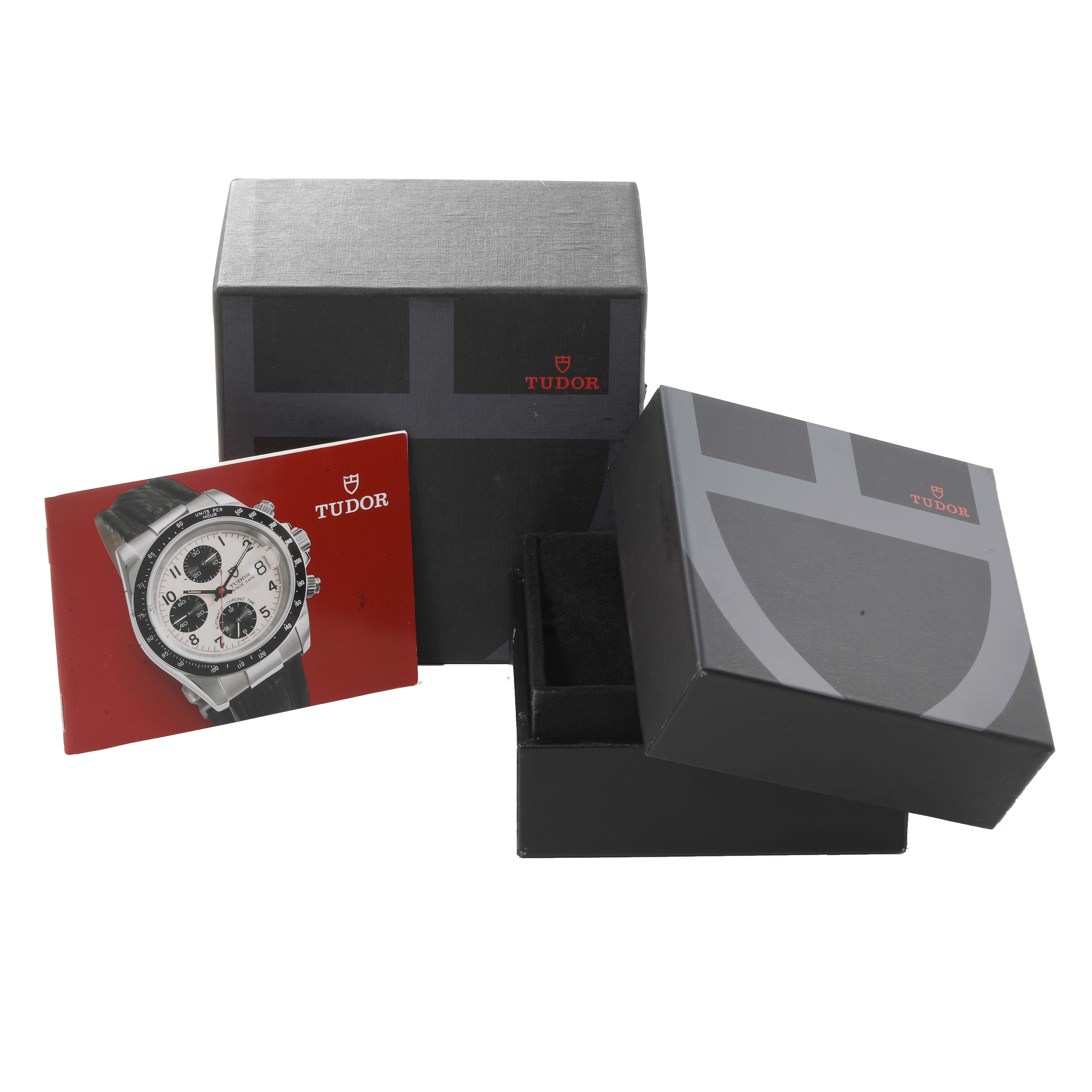 The image shows the packaging and booklet for a Tudor Prince model watch, including the box and instruction manual.