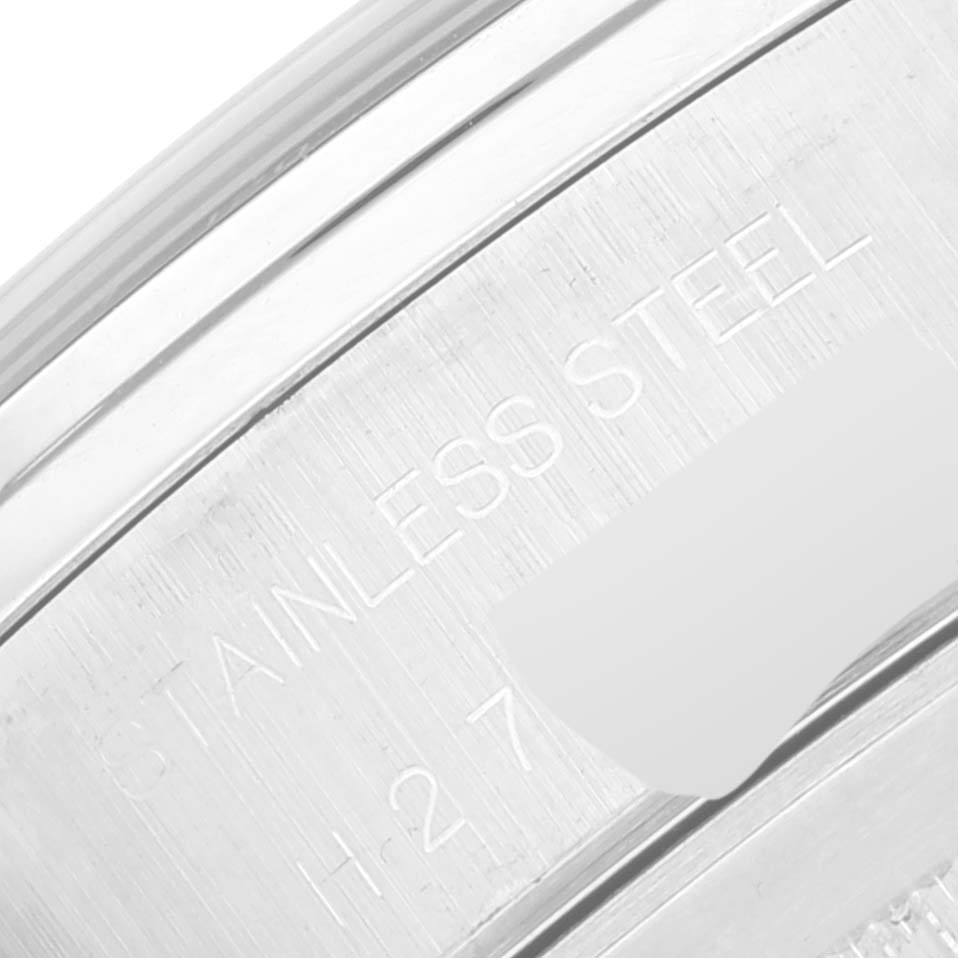 This image shows a close-up of the stainless steel back case of a Tudor Prince model watch.