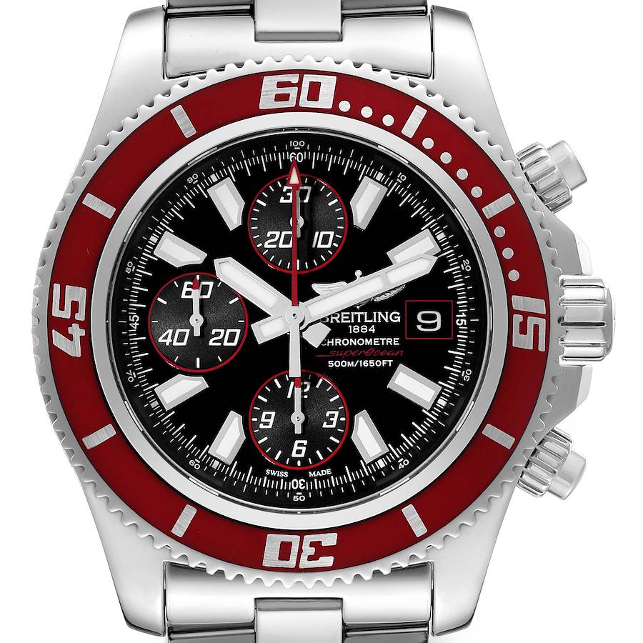 Breitling Aeromarine SuperOcean II Red Bezel Limited Edition Watch A13341 Box Papers SwissWatchExpo