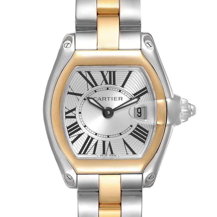 Cartier Roadster Steel Yellow Gold Silver Dial Ladies Watch W62026Y4 SwissWatchExpo