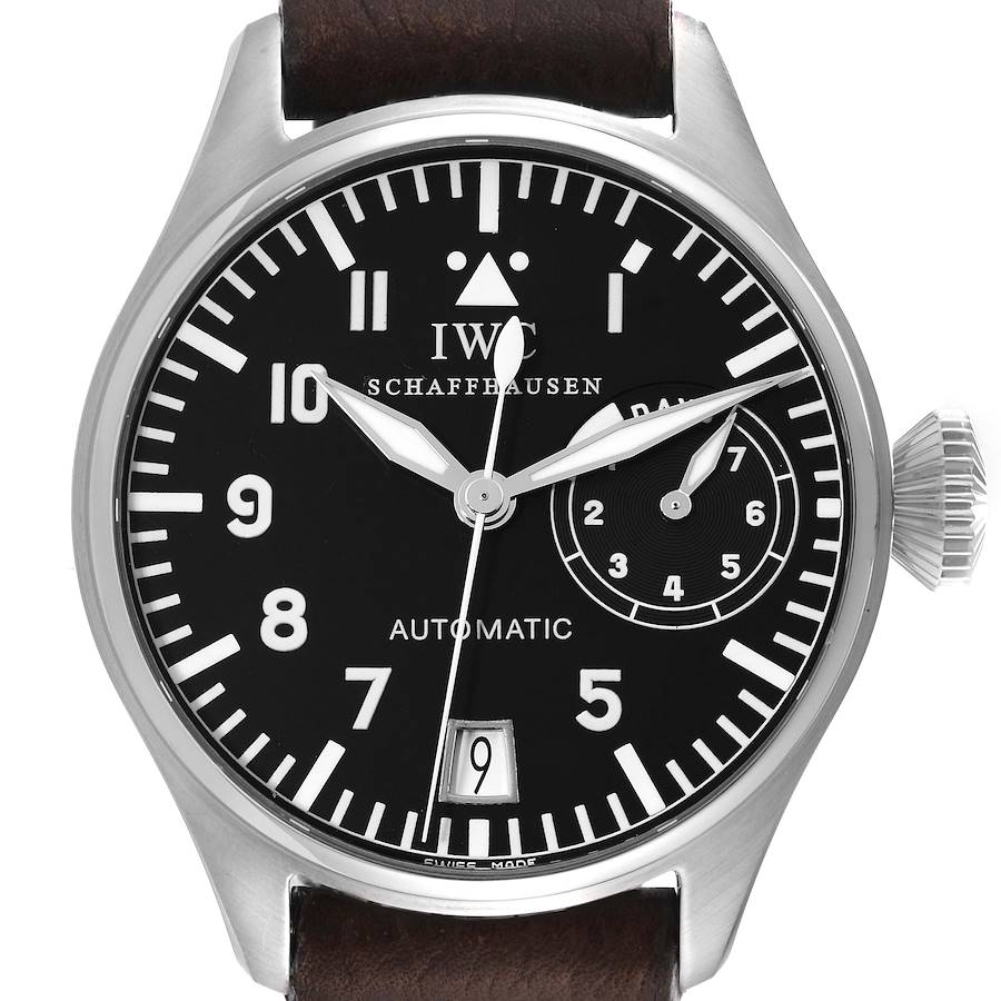 IWC Big Pilots Black Dial Automatic Steel Mens Watch IW500201 Box Card SwissWatchExpo