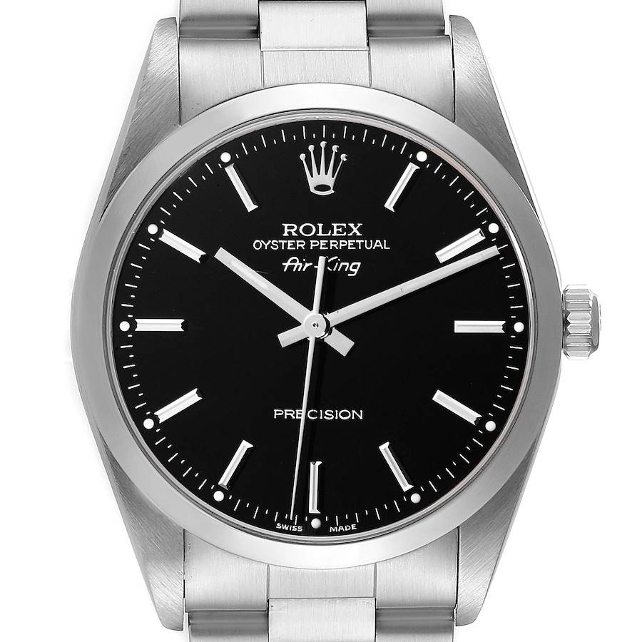 Rolex Air King 34mm Steel Black Dial Domed Bezel Mens Watch 14000 Box Papers SwissWatchExpo