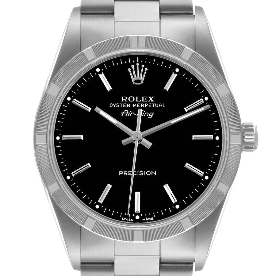 Rolex Air King Black Dial Steel Mens Watch 14010 Box Papers SwissWatchExpo