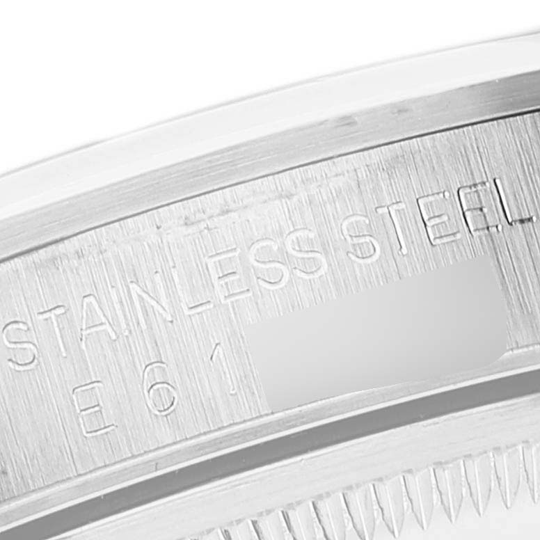 This close-up image shows the case back of the Rolex Date 15200 Men's Stainless Steel Grey Dial 15200 Men's Stainless Steel Grey Dial model, focusing on the engraved details.