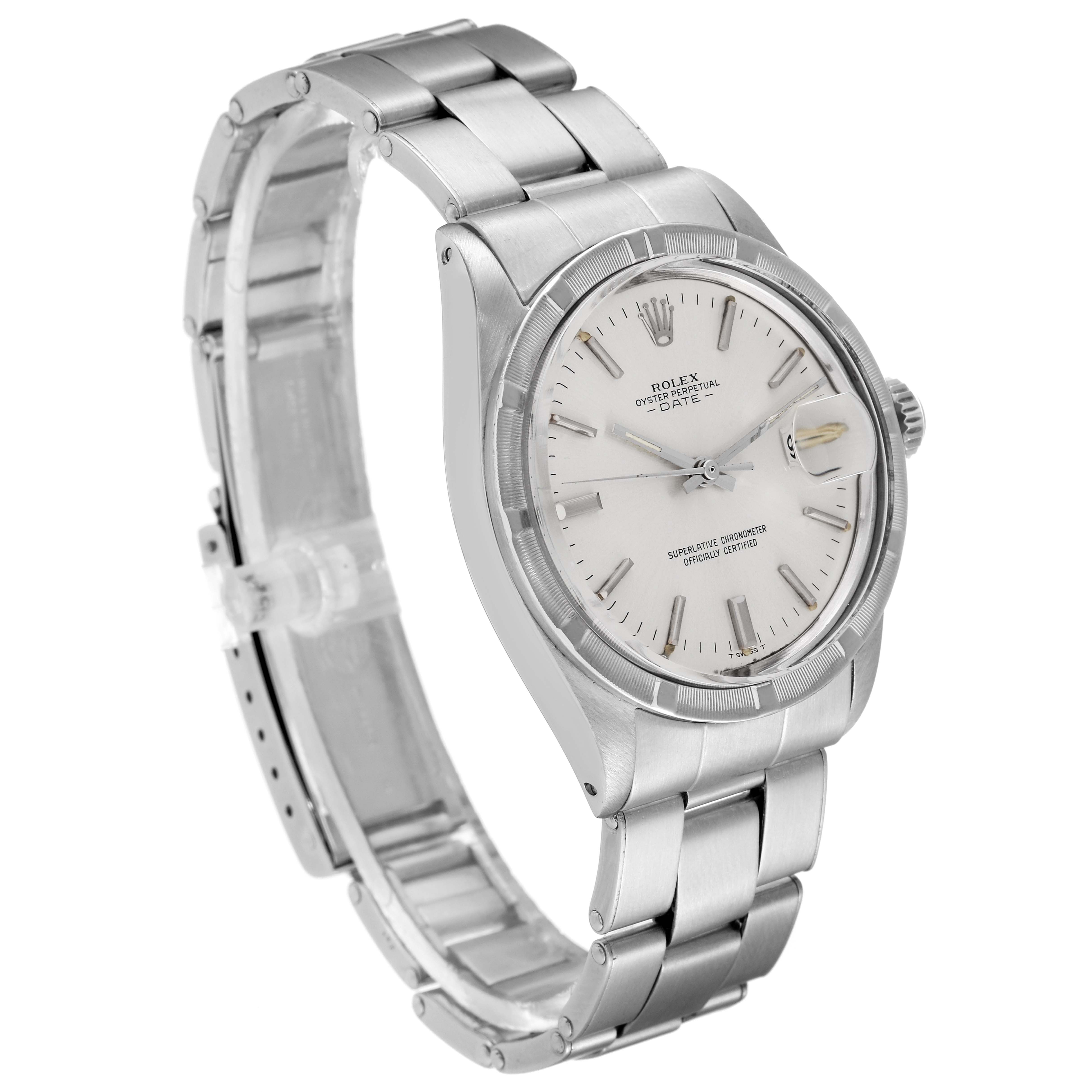 The image shows a Rolex Vintage Collection 1501 Men's Stainless Steel Silver Dial 1501 Men's Stainless Steel Silver Dial watch angled from the front left, displaying the face, bracelet, and crown.