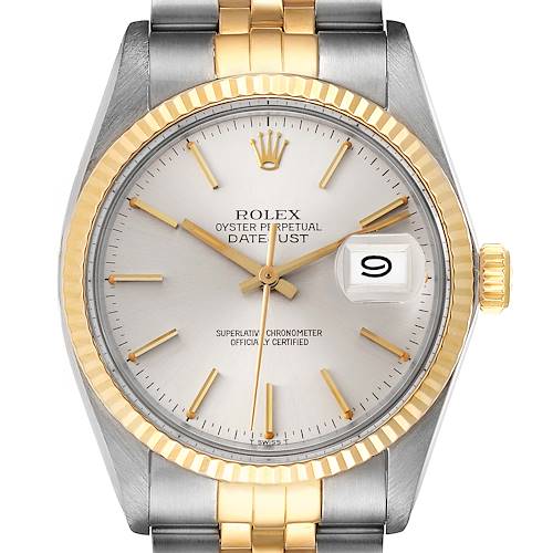 Photo of Rolex Datejust 36 Steel Yellow Gold Silver Dial Vintage Mens Watch 16013