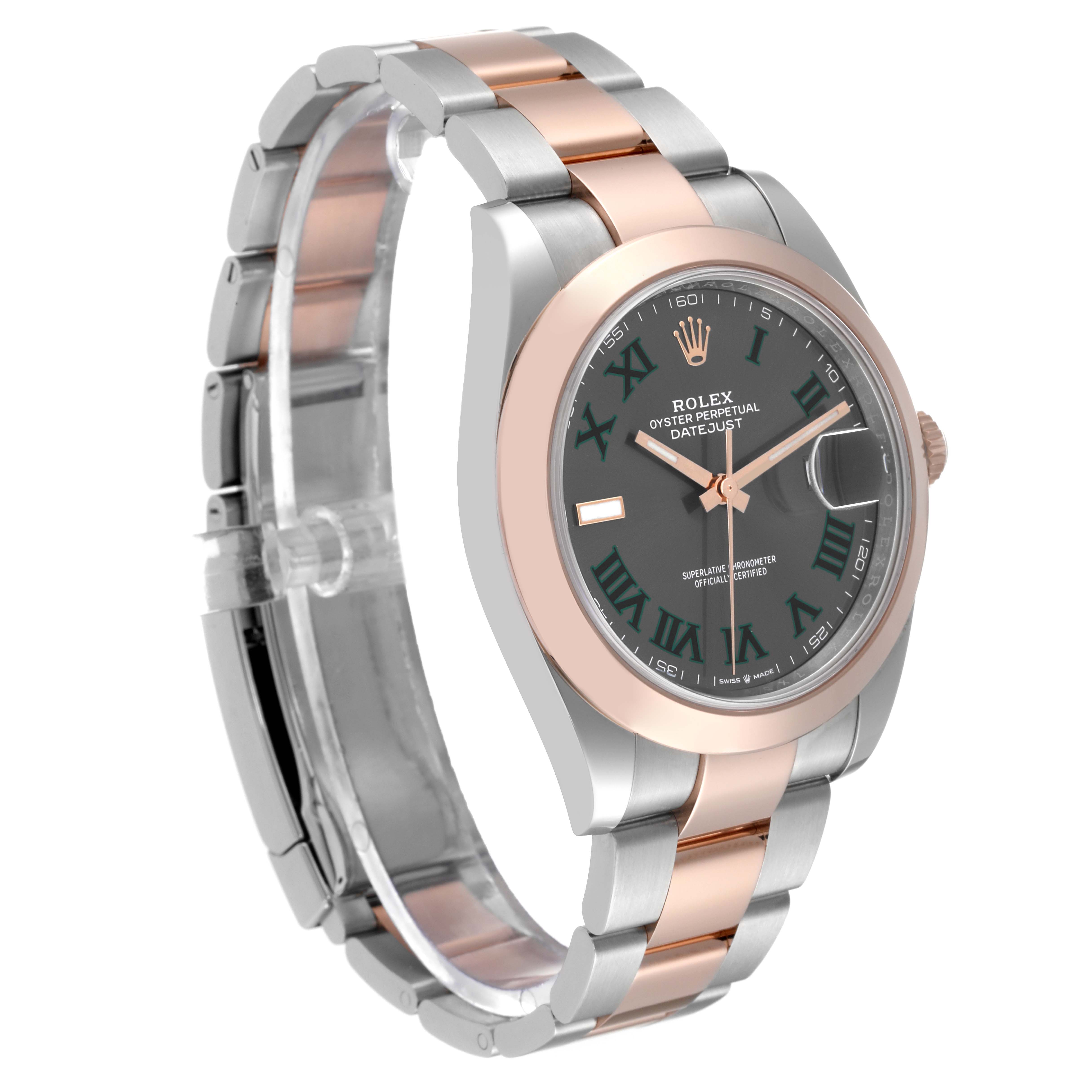 The Rolex Datejust 41 126301 Men's Steel and Gold (two tone) Grey Dial 126301 Men's Steel and Gold (two tone) Grey Dial is shown at a 3/4 angle displaying its face, bezel, and two-tone bracelet.