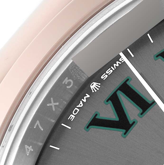 The close-up image shows part of the dial and bezel of a Rolex Datejust 41 126301 Men's Steel and Gold (two tone) Grey Dial 126301 Men's Steel and Gold (two tone) Grey Dial watch.