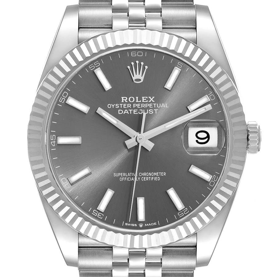 Rolex Datejust 41 Steel White Gold Slate Dial Mens Watch 126334 Box Card SwissWatchExpo