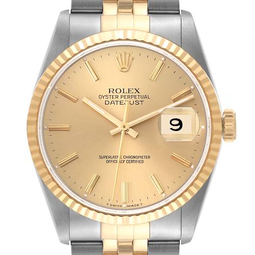 Photo of *NOT FOR SALE* Rolex Datejust Champagne Dial Mens Watch 16233 Box Service Card (Partial Payment)