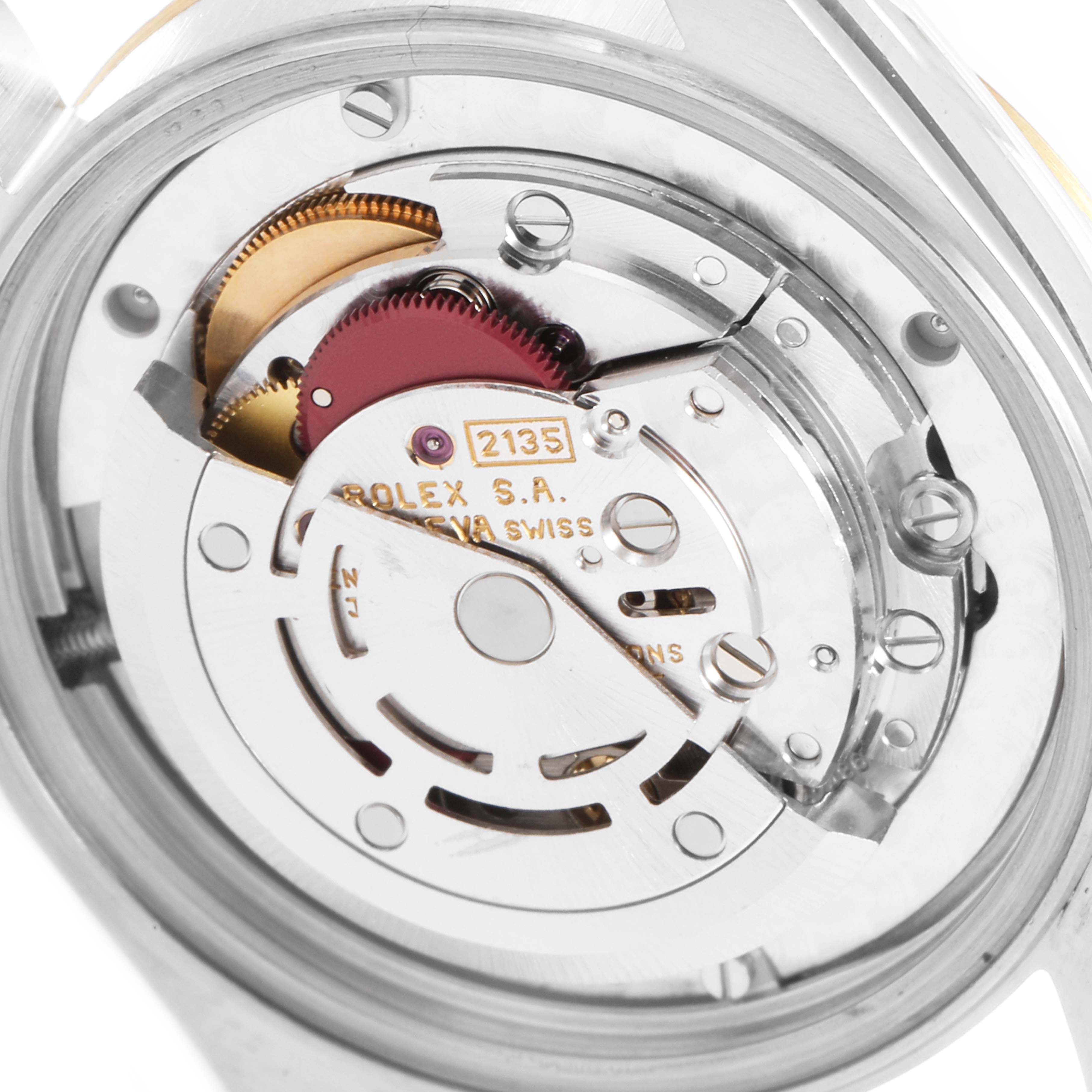 This image shows the internal movement of a Rolex Mid-Size 68273 Women
s Steel and Gold (two tone) Silver Dial 68273 Women
s Steel and Gold (two tone) Silver Dial watch, viewed from the back.