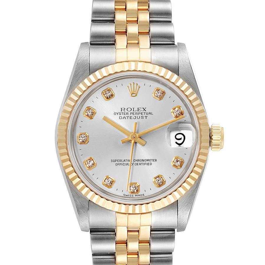 Rolex Datejust Midsize Diamond Dial Steel Yellow Gold Watch 68273 Box Papers SwissWatchExpo