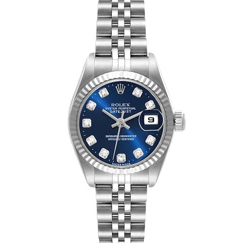 Photo of Rolex Datejust Steel White Gold Blue Diamond Dial Ladies Watch 79174
