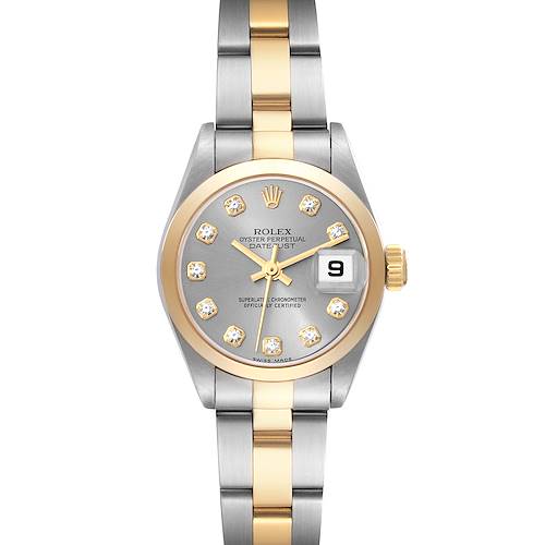 Photo of Rolex Datejust Steel Yellow Gold Slate Diamond Dial Ladies Watch 179163