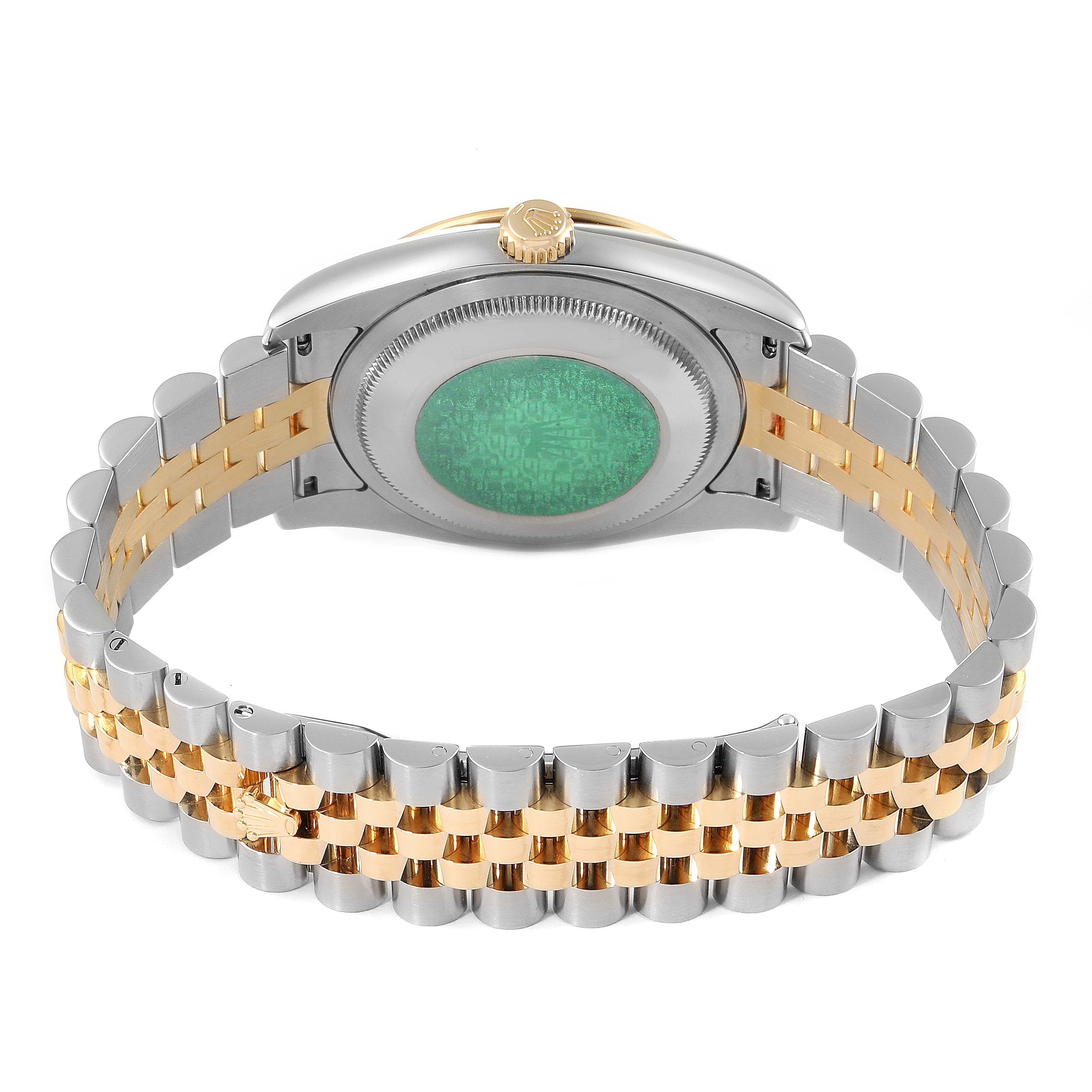 This image shows the back of the Rolex Turn-o-Graph 116263 Men
s Steel and Gold (two tone) White Dial 116263 Men
s Steel and Gold (two tone) White Dial watch, highlighting the case back and bracelet.