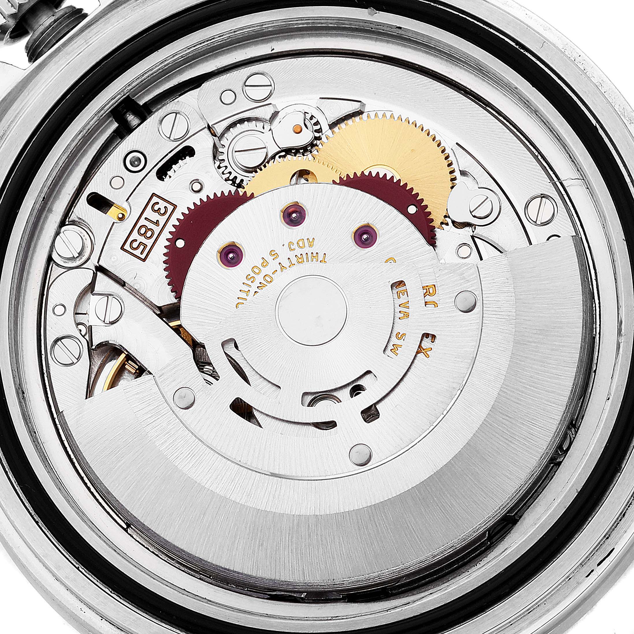 The image shows a close-up view of the movement mechanism of a Rolex Explorer 16570 Men's Stainless Steel Black Dial 16570 Men's Stainless Steel Black Dial watch.