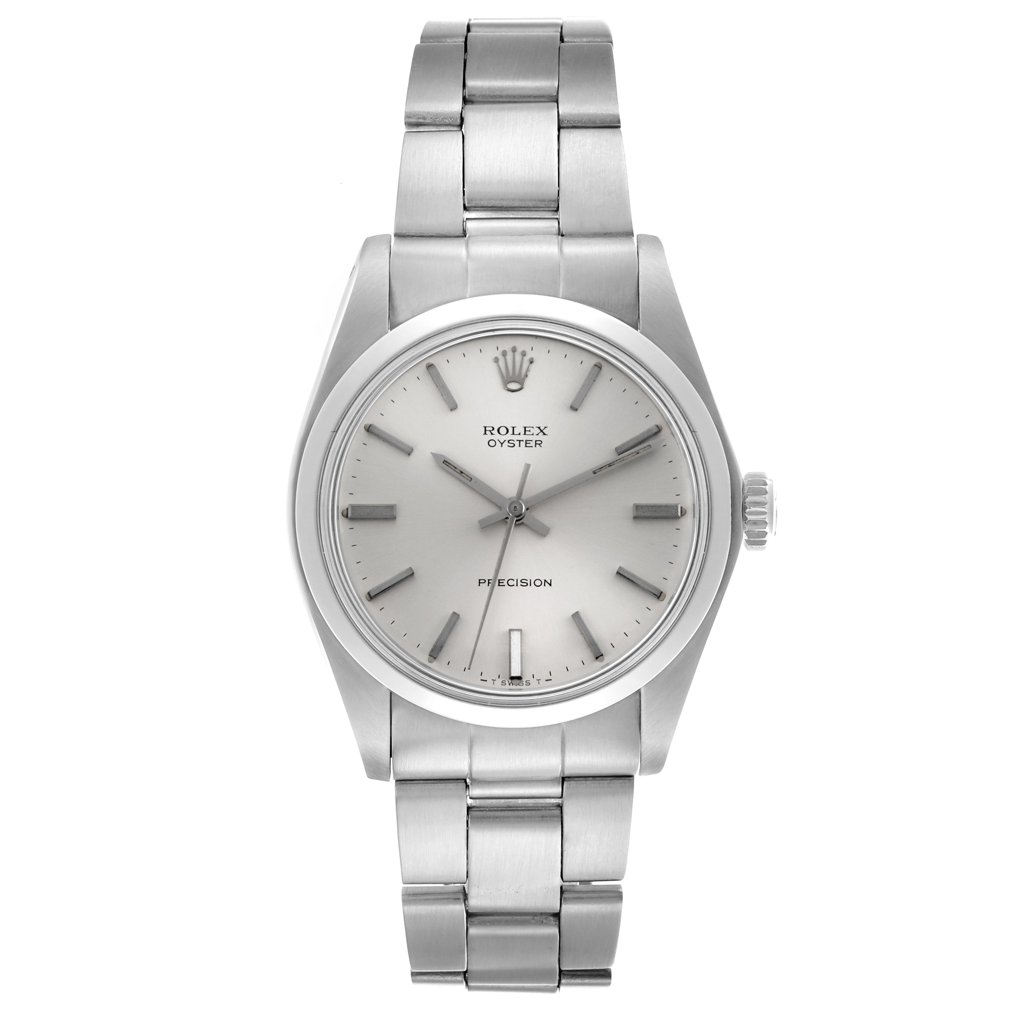 The Rolex Vintage Collection model 6426 men
s watch is shown from a front angle, highlighting the dial, case, bracelet, and crown.