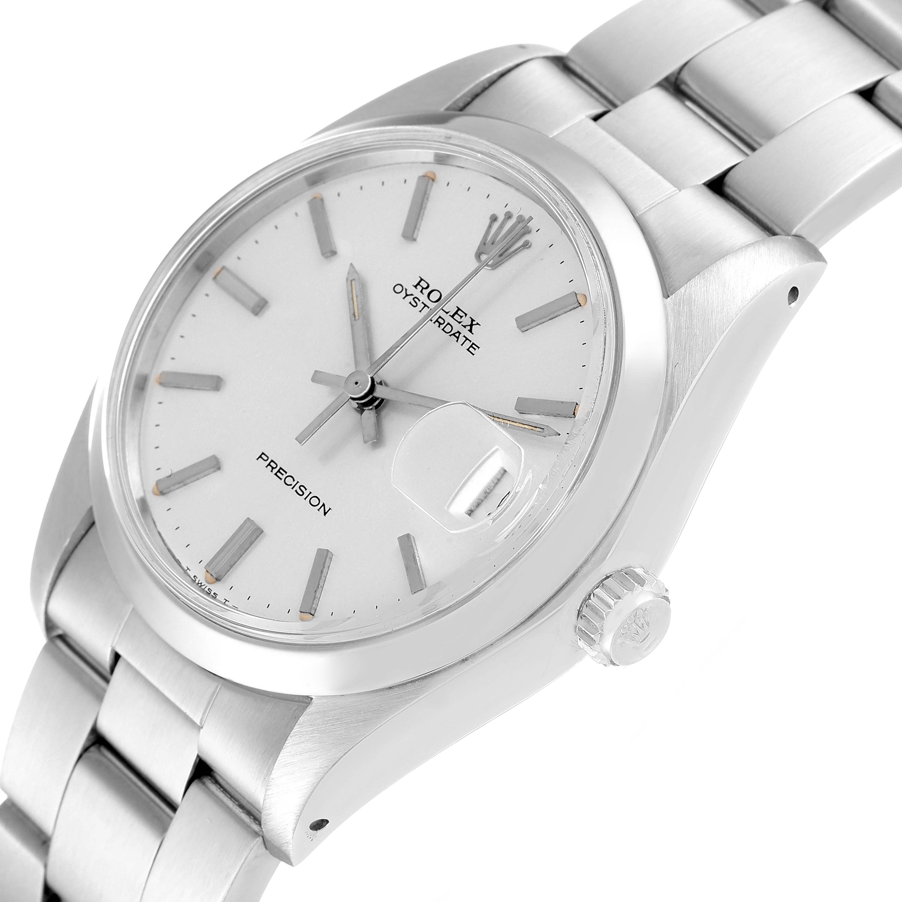 The Rolex Vintage Collection 6694 Men's Stainless Steel Silver Dial 6694 Men's Stainless Steel Silver Dial model is shown from a side angle, highlighting the dial, band, and crown.
