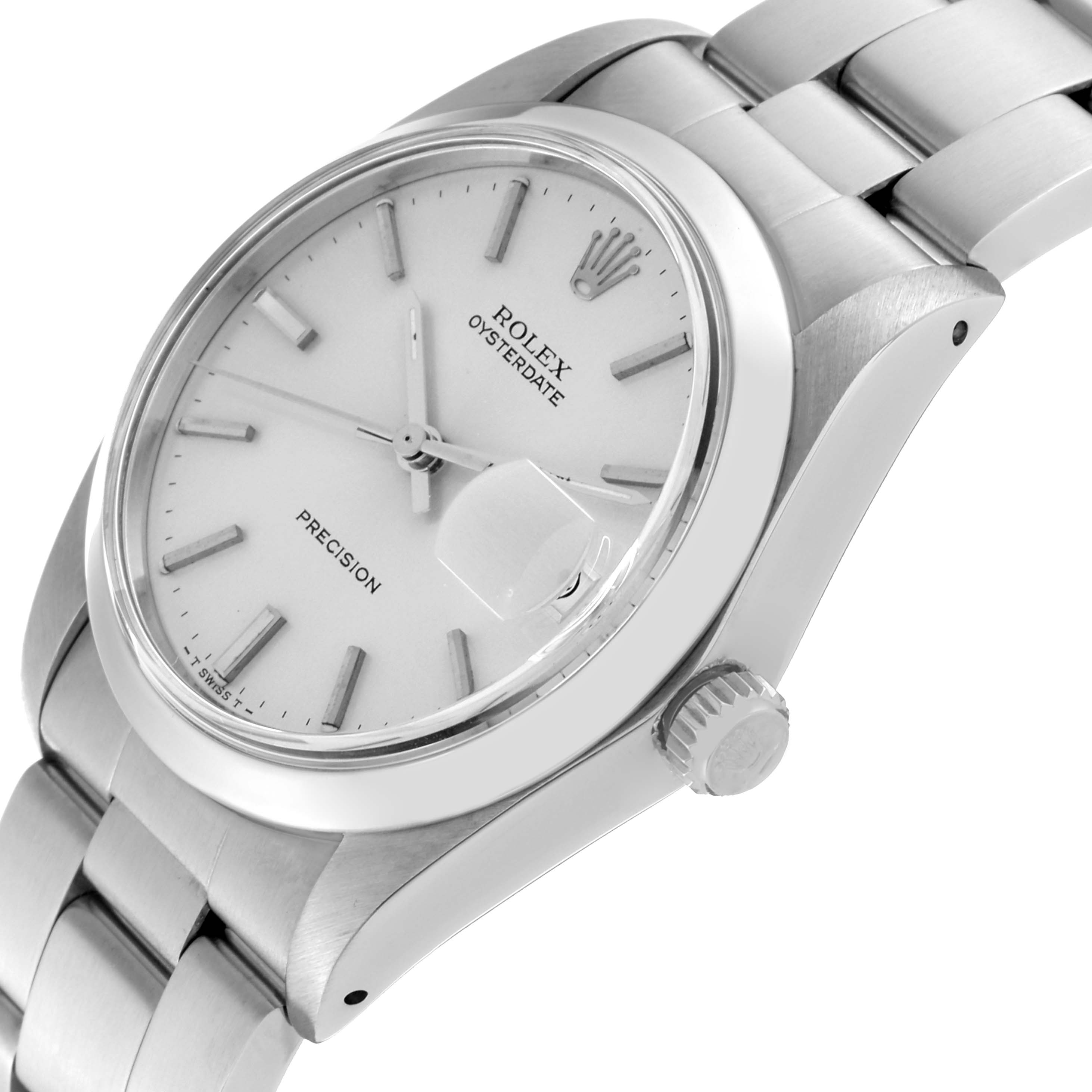 The Rolex Vintage Collection 6694 Men's Stainless Steel Silver Dial 6694 Men's Stainless Steel Silver Dial model watch is shown at an angled view highlighting the face, crown, and metal bracelet.