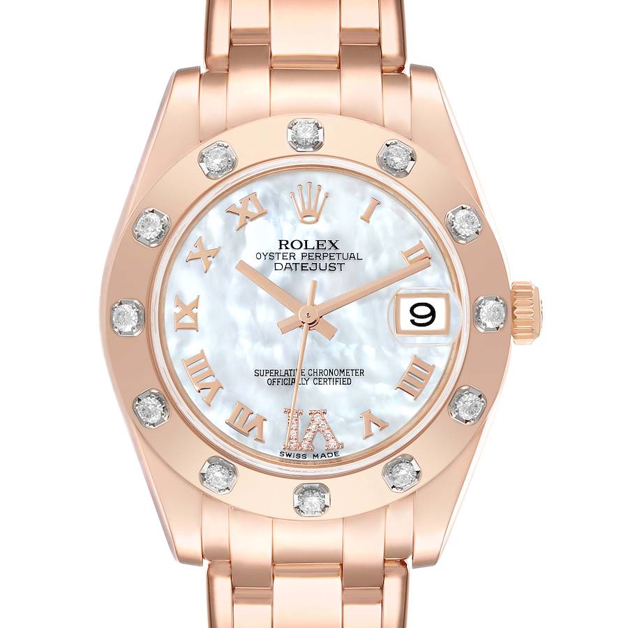 Rolex Pearlmaster Rose Gold Mother of Pearl Diamond Ladies Watch 81315 Box Card SwissWatchExpo