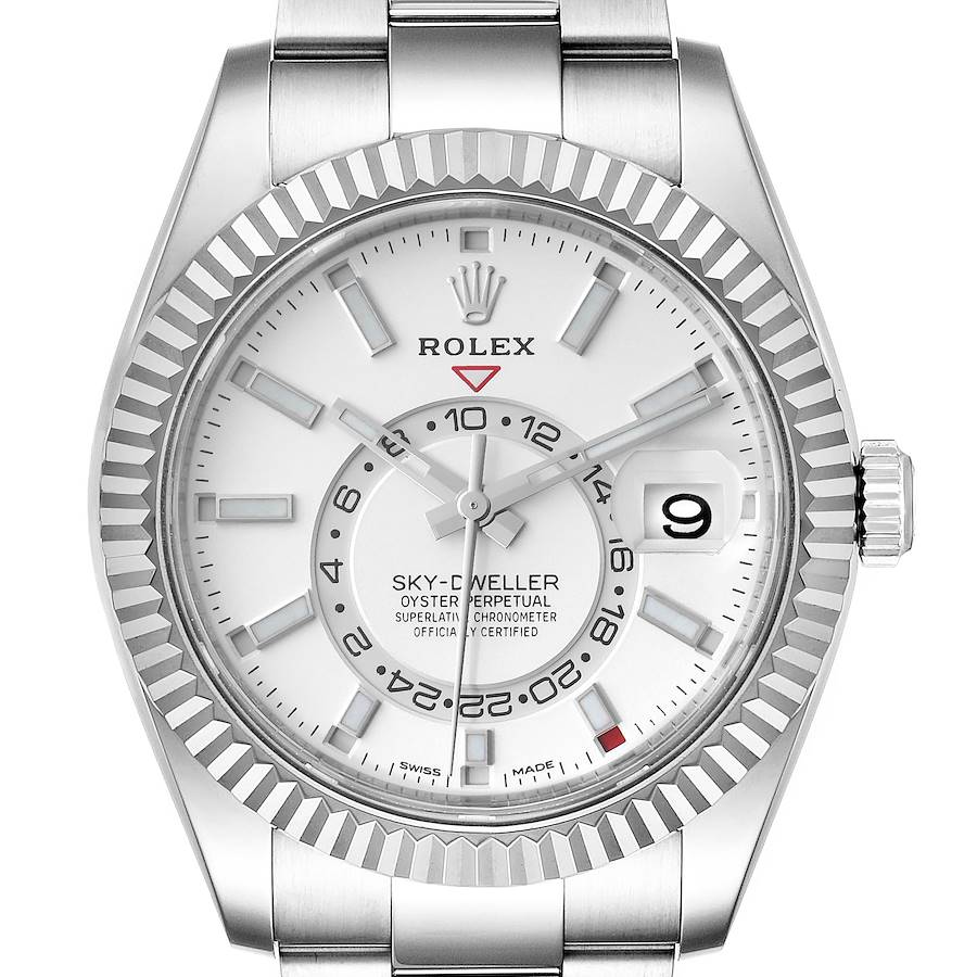 Rolex Sky-Dweller White Dial Steel White Gold Mens Watch 326934 SwissWatchExpo