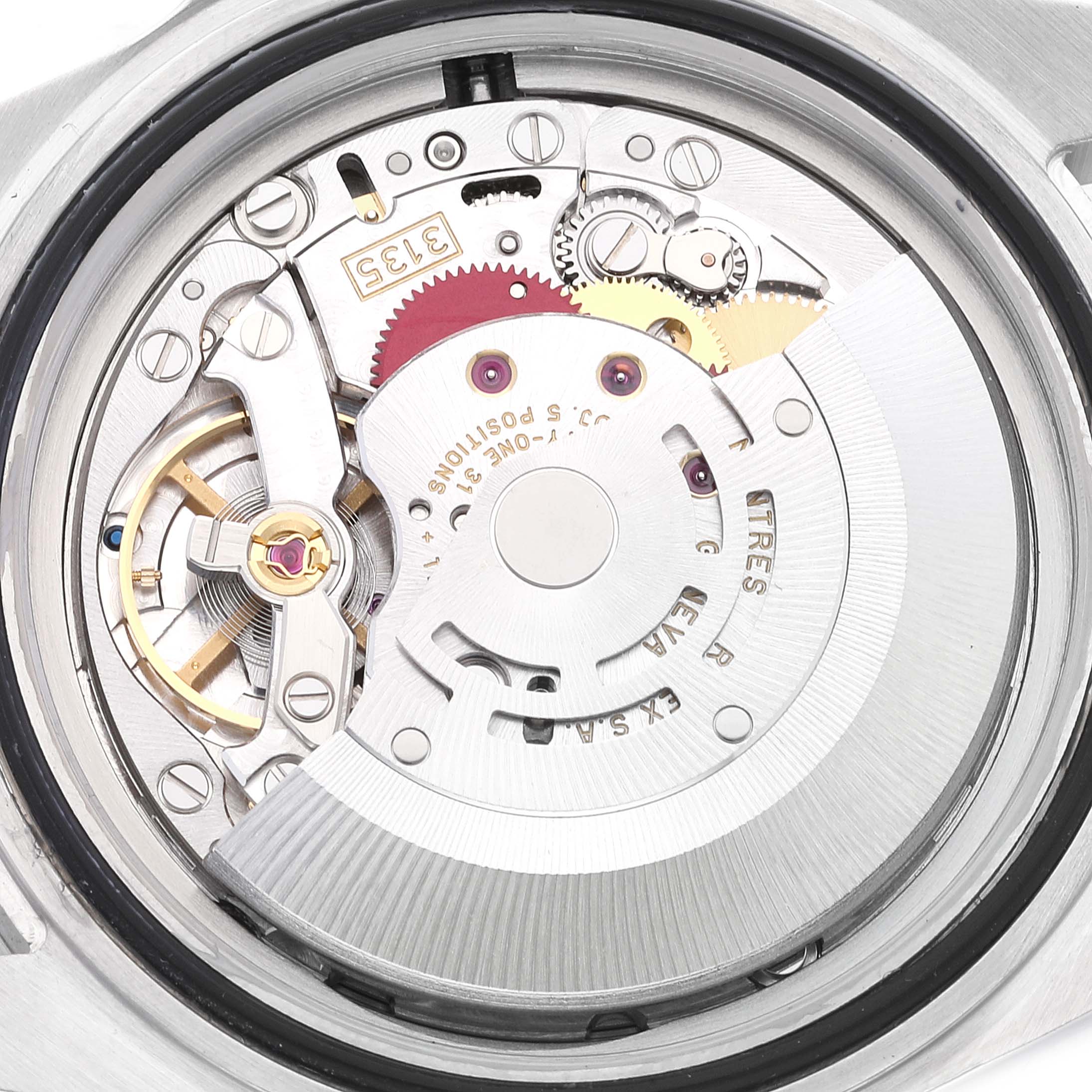 This image shows the internal movement mechanism of a Rolex Submariner 16610 Men
s Stainless Steel Black Dial 16610 Men
s Stainless Steel Black Dial watch from the back angle.