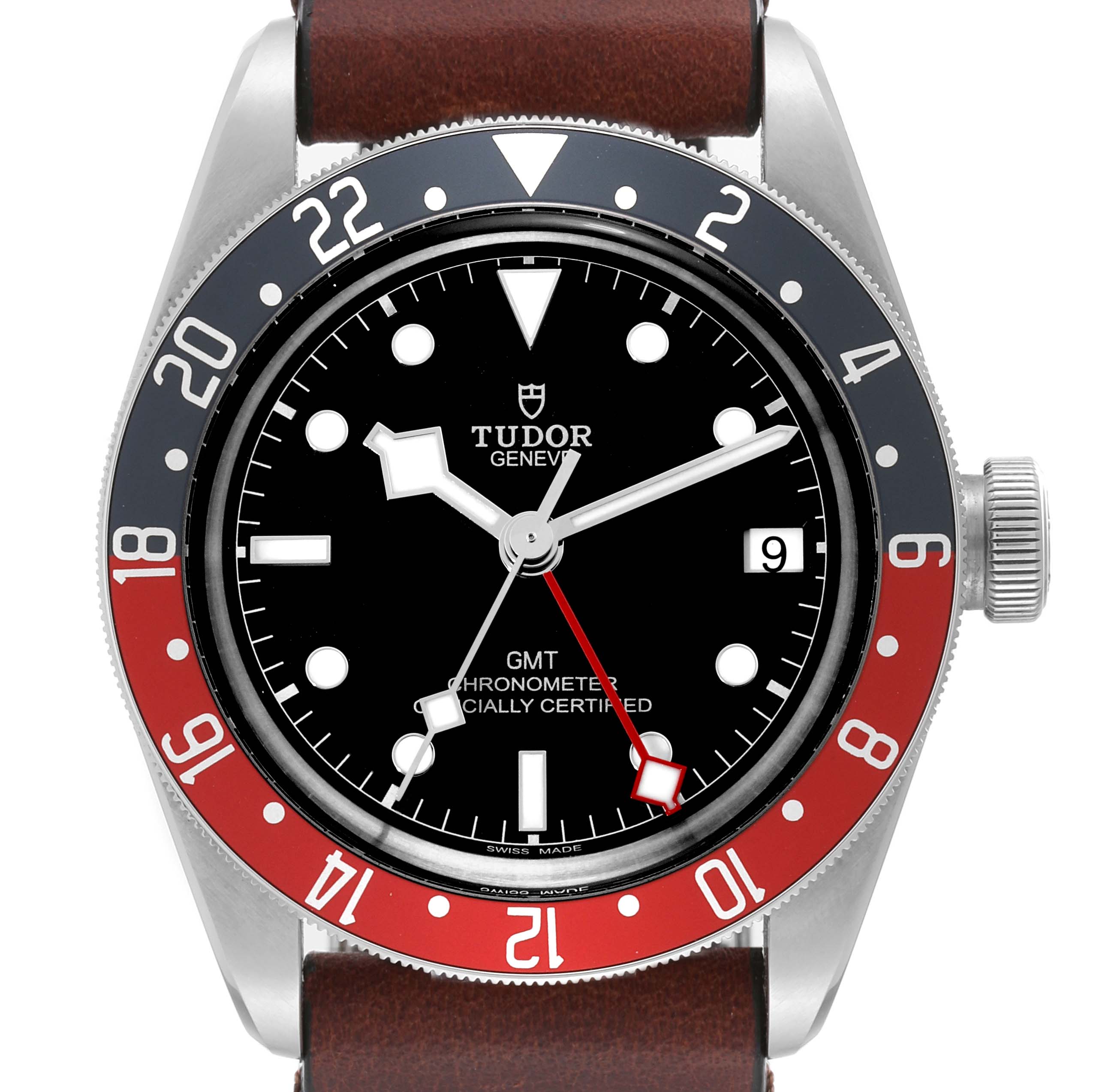 The image shows the front face and bezel of the Tudor Heritage Black Bay 79830RB Men
s Stainless Steel Black Dial 79830RB Men
s Stainless Steel Black Dial watch.