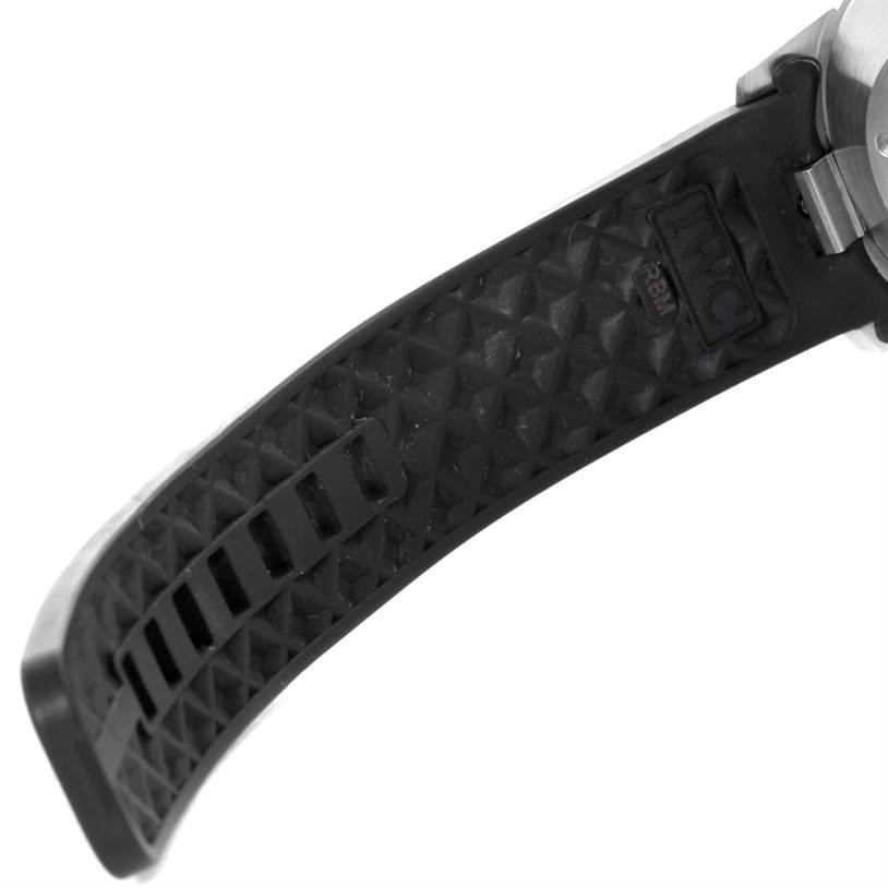 This image shows a close-up of the rubber strap of an IWC Aquatimer IW356802 Men
s Stainless Steel Black Dial IW356802 Men
s Stainless Steel Black Dial watch, highlighting the inner texture and attachment point.