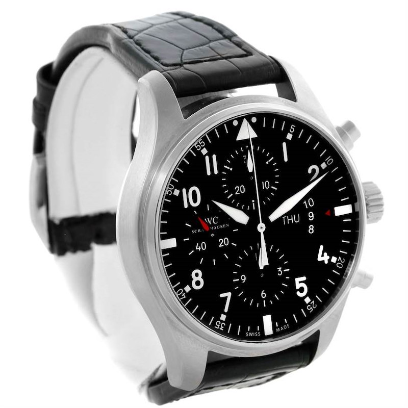 IWC Pilot Black Dial Chronograph Automatic Mens Watch IW377701 SwissWatchExpo