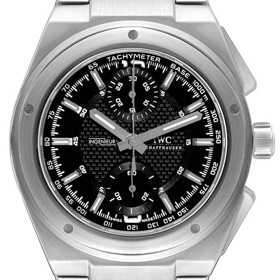 IWC Ingenieur Chronograph  Black Dial Steel Mens Watch IW372501 SwissWatchExpo