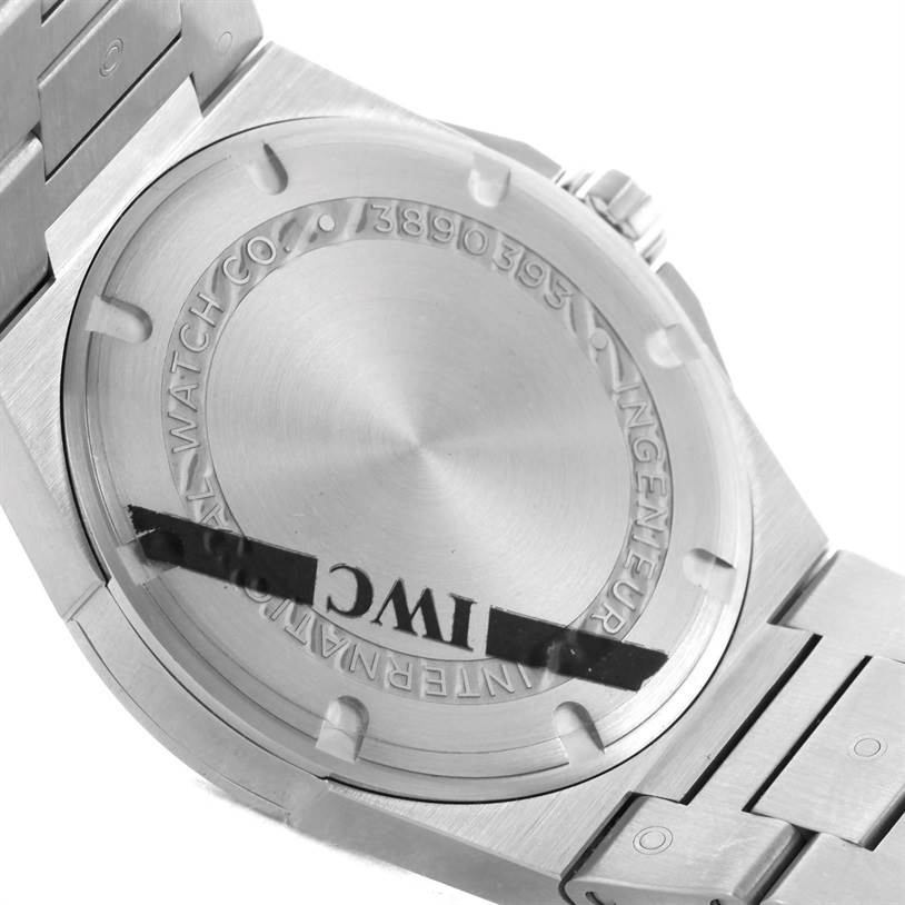 The image shows the back case of the IWC Ingenieur IW323904 Men's Stainless Steel Silver Dial IW323904 Men's Stainless Steel Silver Dial watch, taken from a rear angle.