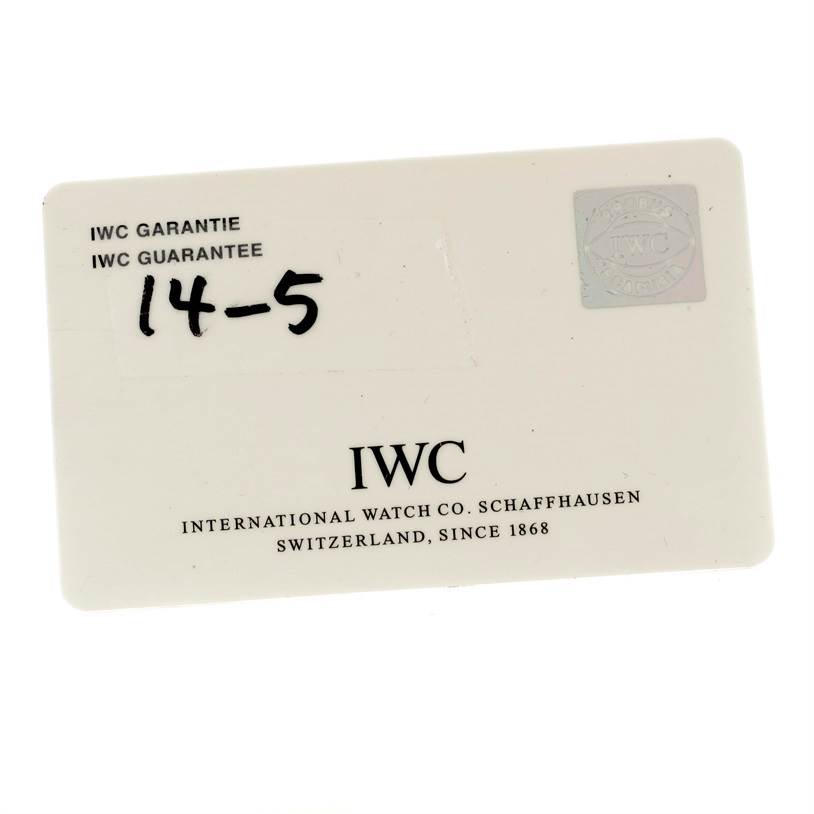 This is a front view of the IWC Pilot IW325602 Men's Stainless Steel Silver Dial IW325602 Men's Stainless Steel Silver Dial model guarantee card.