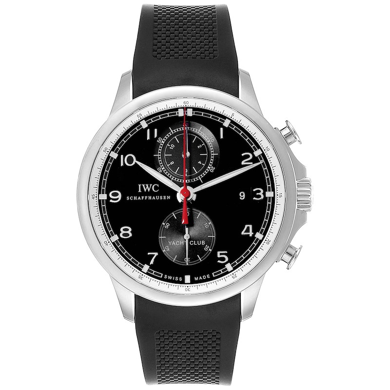 IWC Portuguese Yacht Club Chronograph Rubber Strap Steel Mens Watch IW390210 SwissWatchExpo