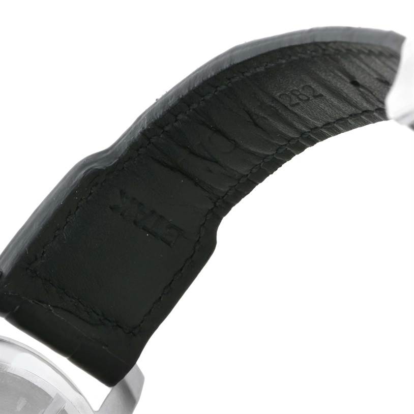 The image shows a close-up of the strap and part of the case of an IWC Pilot IWC3262-01 Men's Stainless Steel Black Dial IWC3262-01 Men's Stainless Steel Black Dial model watch.