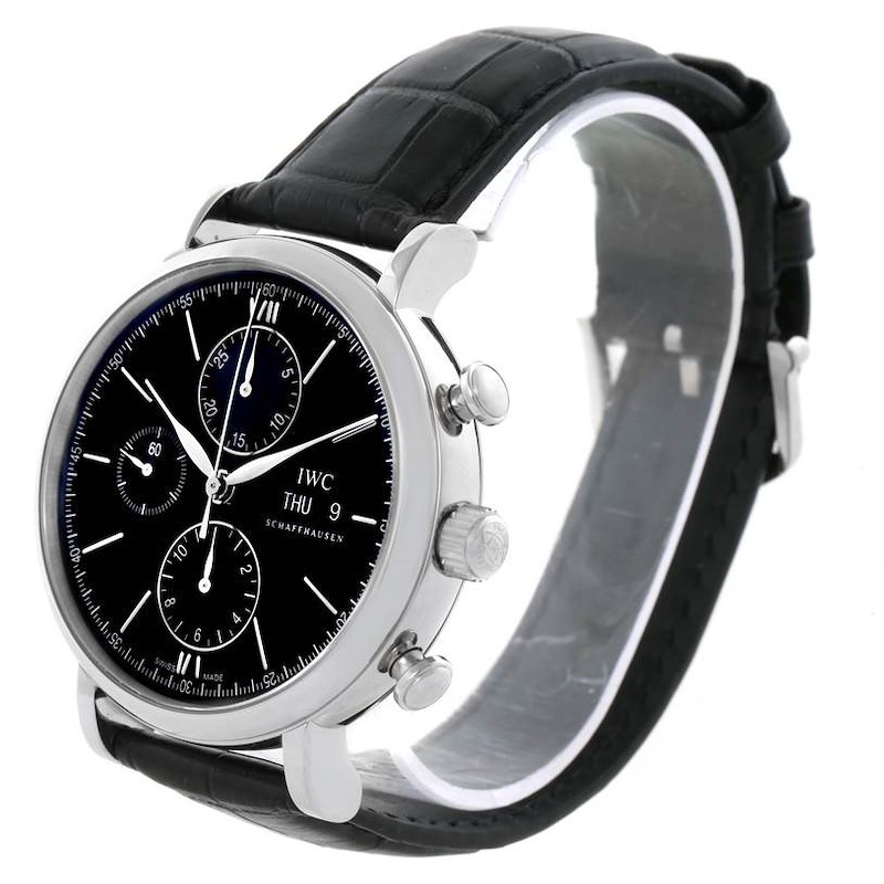 IWC Portofino Chronograph Automatic Black Dial Watch IW391008 Unworn SwissWatchExpo