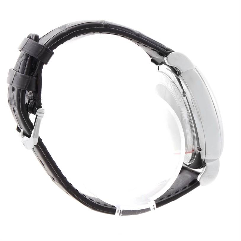 The image shows the side profile of the IWC Portofino IW371447 Men's Stainless Steel Black Dial IW371447 Men's Stainless Steel Black Dial watch, highlighting the strap and case.