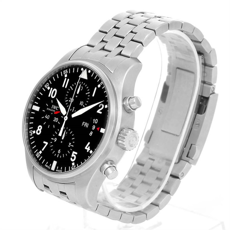 IWC Pilot Black Dial Chronograph Mens Watch IW377704 Box Papers SwissWatchExpo