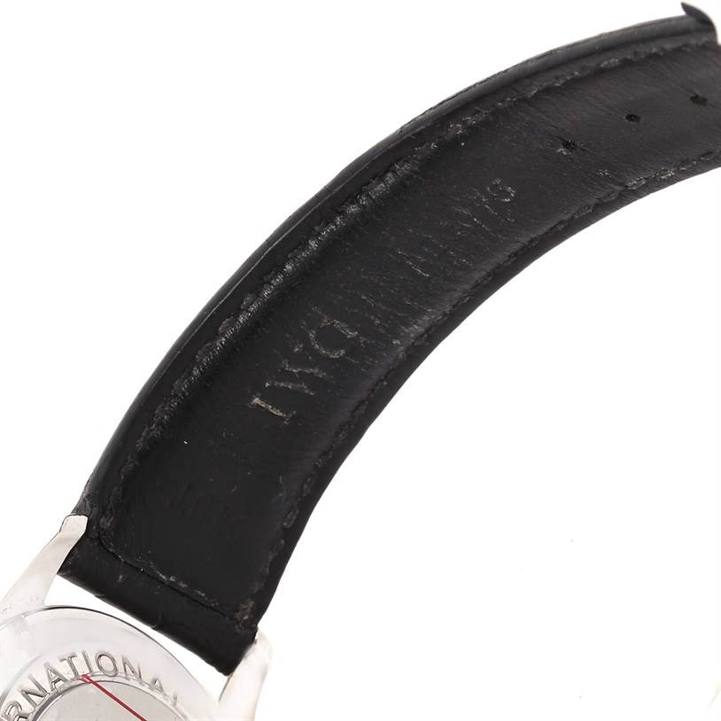 The image shows the back of the strap near the case of an IWC Portuguese IW371447 Men's Stainless Steel Black Dial IW371447 Men's Stainless Steel Black Dial model watch.
