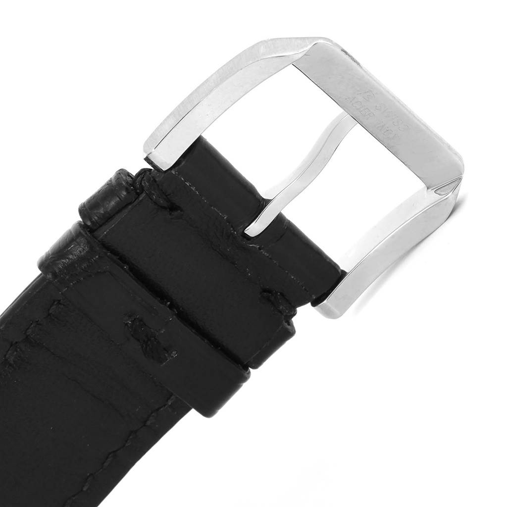 This image shows the buckle and part of the strap of an IWC Portuguese IW371417 Men's Stainless Steel Silver Dial IW371417 Men's Stainless Steel Silver Dial model watch from a close-up angle.