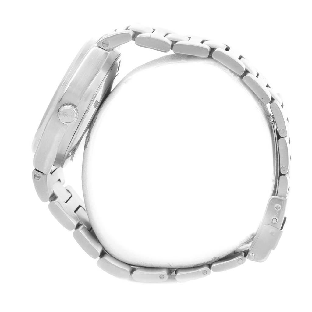 The image shows a side view of the Ingenieur model by IWC, highlighting the watch case, crown, and metal bracelet.