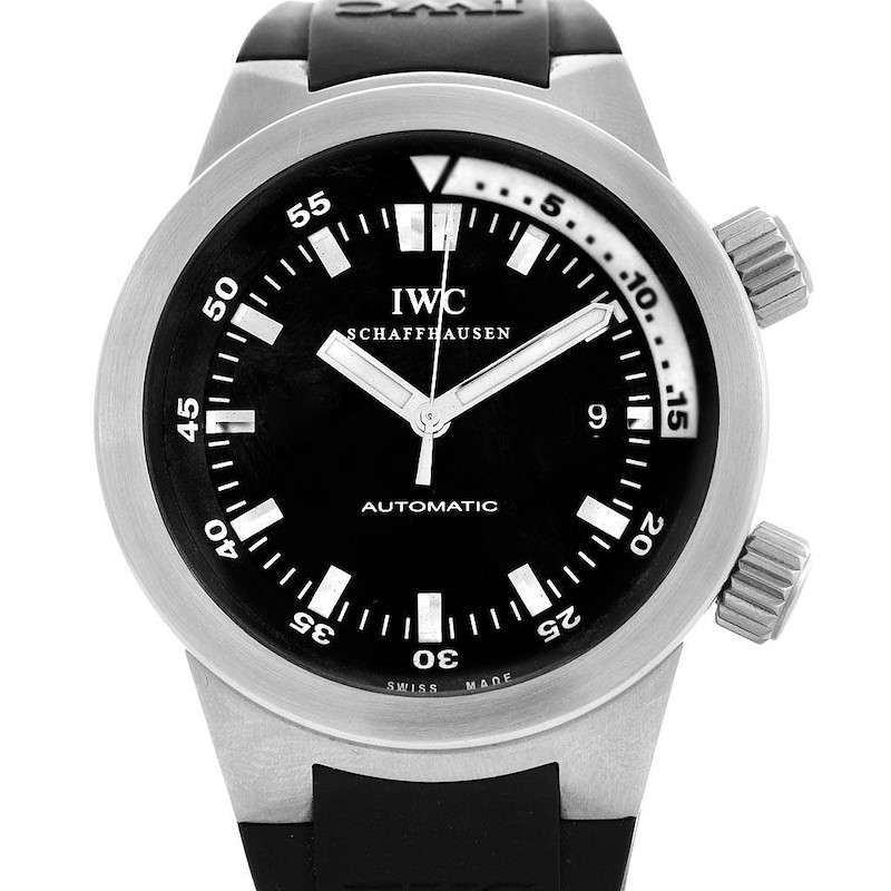 IWC Aquatimer Black Dial Rubber Strap Mens Watch IW354807 SwissWatchExpo