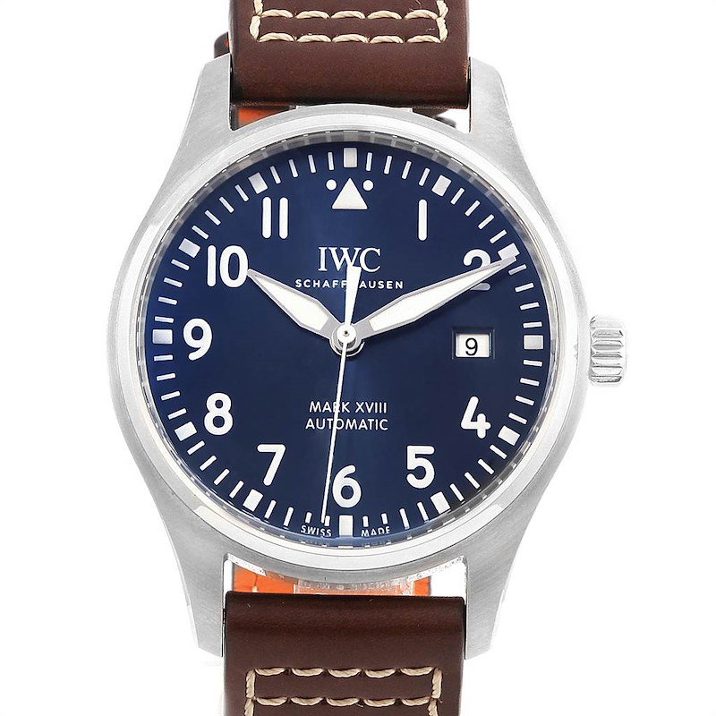 IWC Pilot Mark XVIII Petit Prince Blue Dial Mens Watch IW327010 SwissWatchExpo
