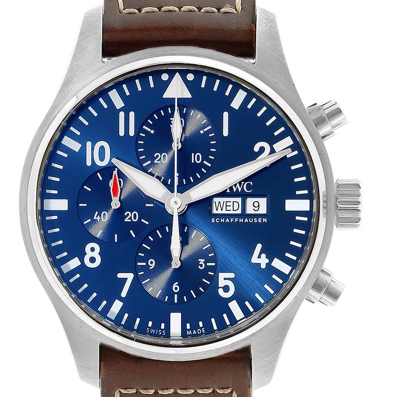 IWC Pilot Le Petit Prince Blue Dial Chronograph Mens Watch IW377714 SwissWatchExpo