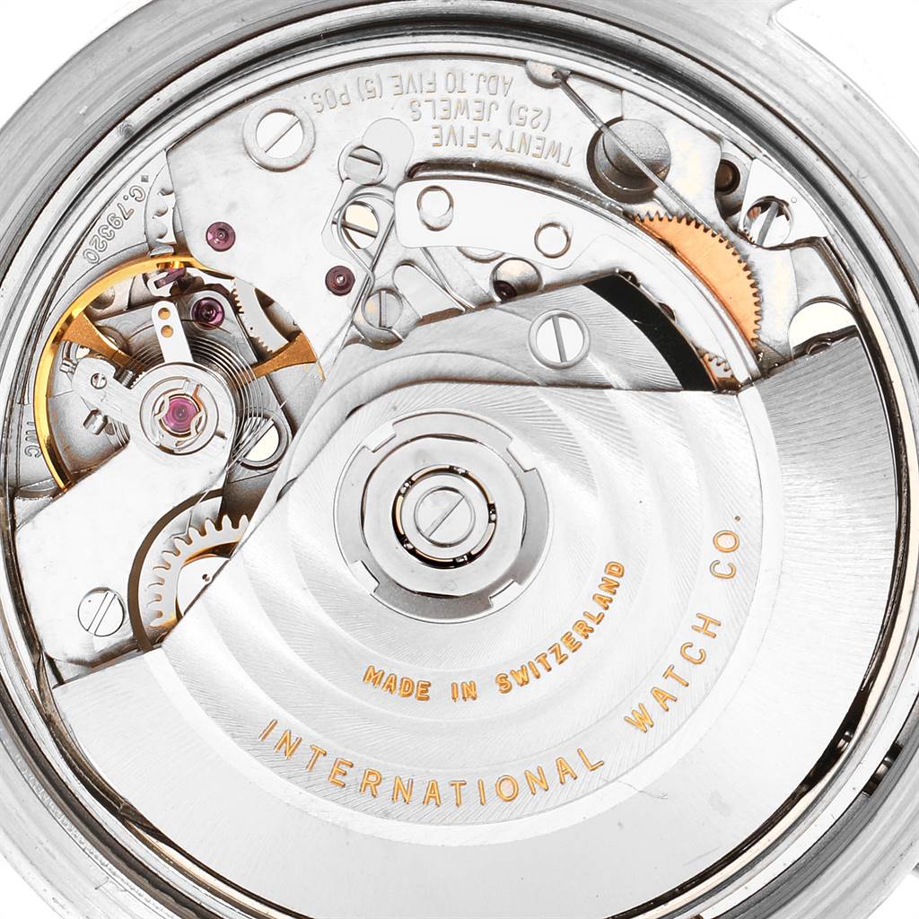 This image shows the intricate mechanical movement from the back of an IWC Pilot IW370603 Men's Stainless Steel Black Dial IW370603 Men's Stainless Steel Black Dial model watch.