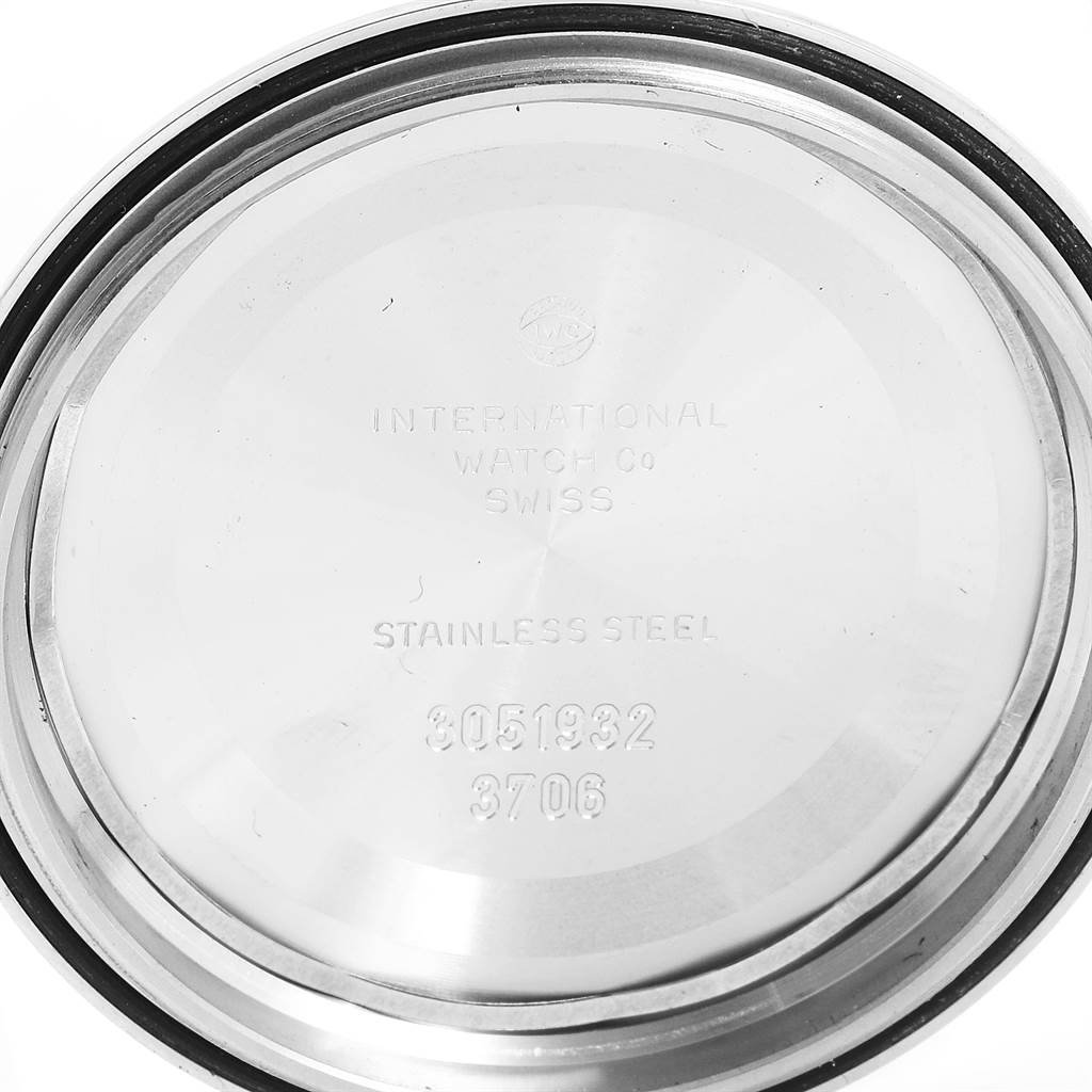 This is the underside of the case back for an IWC Pilot IW370603 Men's Stainless Steel Black Dial IW370603 Men's Stainless Steel Black Dial model watch.