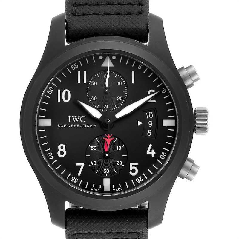 IWC Pilot Top Gun Chronograph Ceramic Titanium Mens Watch IW388001 SwissWatchExpo