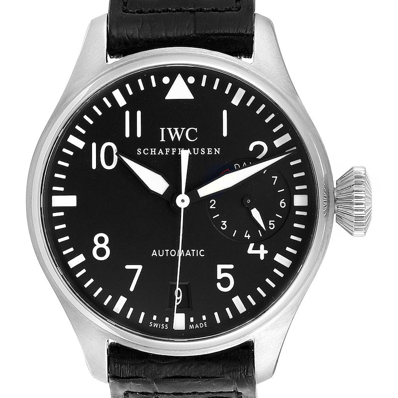 IWC Big Pilots 46mm Black Dial Automatic Steel Mens Watch IW500401 Box Card SwissWatchExpo